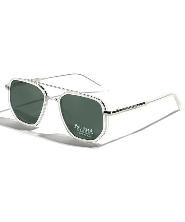 Polarized TR90 Sunglasses Vintage Square Flattop Sun Glasses Double Bridge Metal UV400 Eyewears