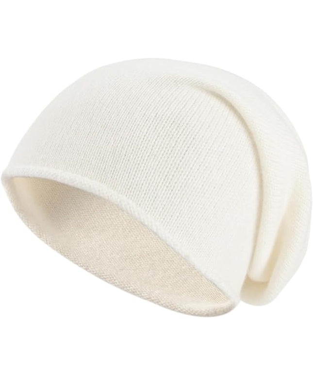 Villand 100% Cashmere Slouchy Beanie Hat for Women, Knitted Ladies Soft Warm Cashmere Skull Beanies Cap