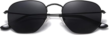 MEETSUN Polarized Hexagon Sunglasses for Women Men Polygon Square Sun Glasses UV400 Protection Metal Frame