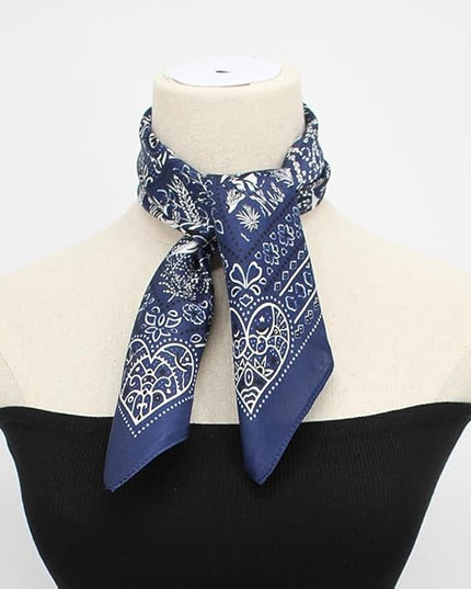 ANDANTINO 100% Pure Mulberry Silk Small Square Scarves -21'' x 21''- Digital Printed Neckerchief –Women Men Lightweight Scarf