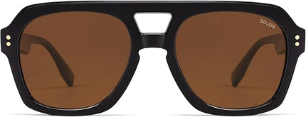 SOJOS Retro Thick Polarized Aviator Sunglasses for Women Men, Large Trendy Bold Square Pilot Shades SJ2385