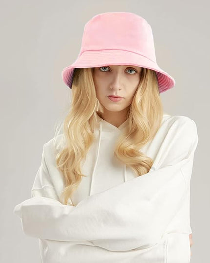 Malaxlx Unisex Bucket Hat Beach Sun Hat Aesthetic Fishing Hat for Men Women Teens, Reversible Double-Side-Wear