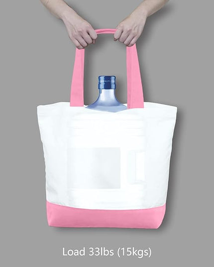 TOPDesign 1-Pack Super Strong Large 12oz Cotton Canvas Tote Bag, Reusable Grocery Shopping Cloth Bag, Fashionable Two-Tone Tote for Crafts, DIY Your Creative Designs