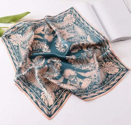 ANDANTINO 100% Real Mulberry Silk Scarf -21'' x 21''- Lightweight Neckerchief –Women Men Small Square Digital Printed Scarves