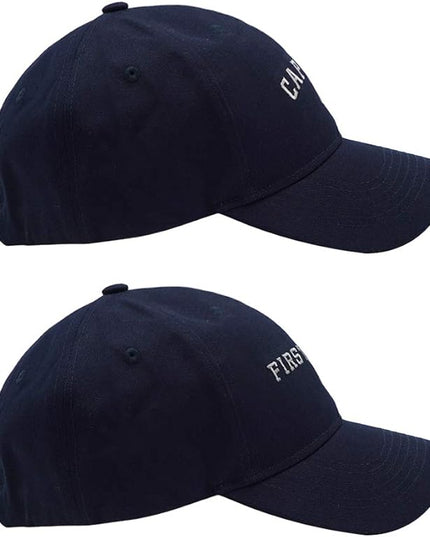 Captain Hat & First Mate | Matching Skipper Boating Baseball Caps | Nautical Marine Sailor Navy Hats