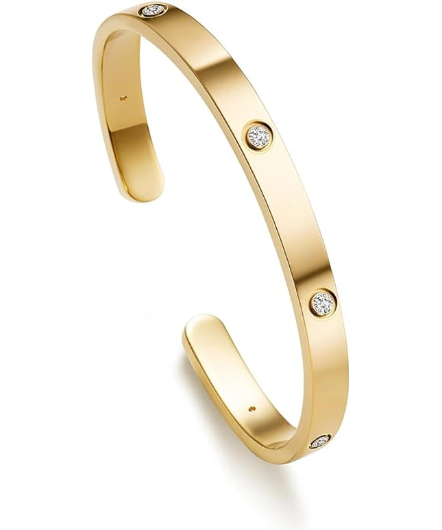 18K Gold Plated Bracelets for Women Dainty Gold Bangle Cuff Bracelets Non Tarnish Love Friendship Jewelry Gifts