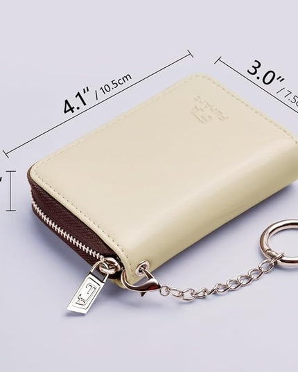 FurArt Zipper Wallet Women, RFID Blocking Credit Card Wallet, Business Card Holder, Compact Size KeyChain Wallet