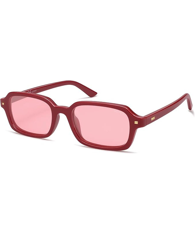 SOJOS Trendy Rectangle Polarized Sunglasses Womens Mens, Small Retro Fashion Thin Slim Square Sunnies SJ2610