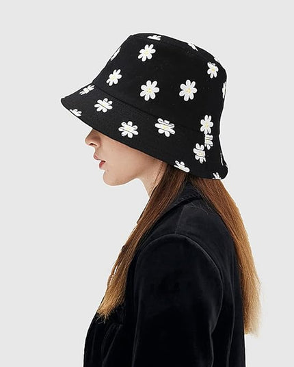 XYIYI Cute Bucket Hat Beach Fisherman Hats for Women, Reversible Double-Side-Wear