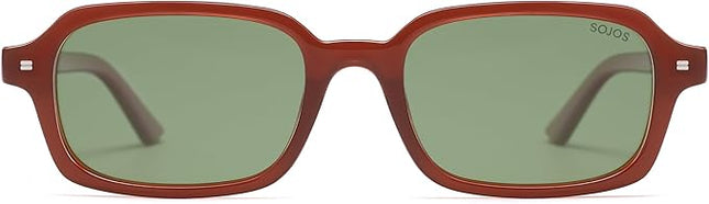 SOJOS Trendy Rectangle Polarized Sunglasses Womens Mens, Small Retro Fashion Thin Slim Square Sunnies SJ2610