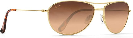 Maui Jim Men's and Women's Baby Beach Polarized Aviator Sunglasses, Gold/HCL® Bronze, Small