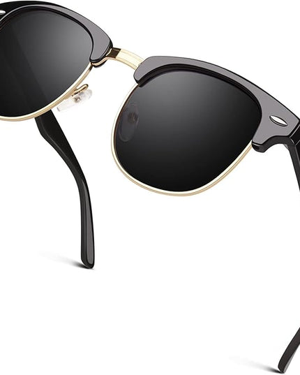 GQUEEN Classic Horn Rimmed Semi Rimless Polarized Sunglasses for Men Women GQO6