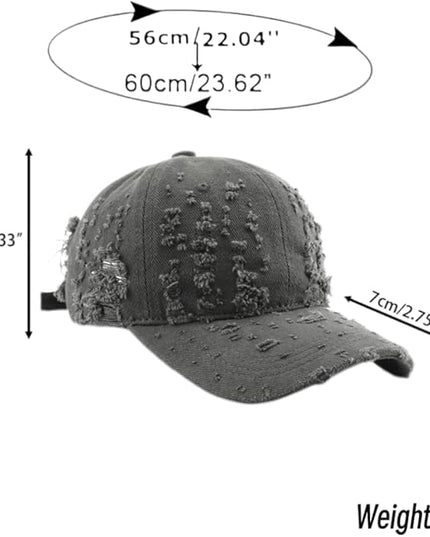 Vintage Washed Distressed Baseball Cap - Adjustable Unisex Solid Color Retro Hat for Outdoor & Casual Wear