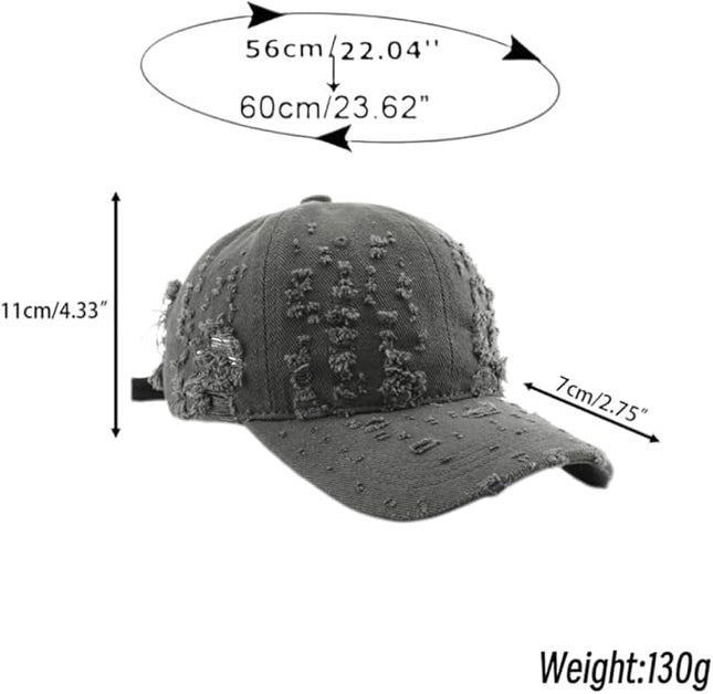 Vintage Washed Distressed Baseball Cap - Adjustable Unisex Solid Color Retro Hat for Outdoor & Casual Wear