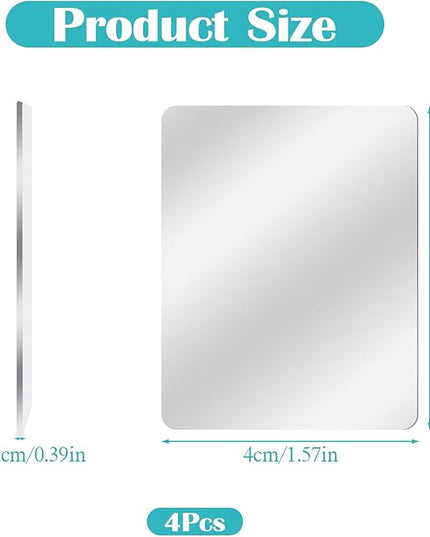 4Pcs Mirror Phone Case, Acrylic Square Phone Mirrors Decal for Phones Case Back, Self-Adhesive Makeup Mirror Stickers for Cellphone Cases