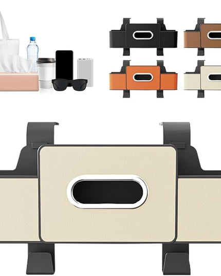 3-in-1 Car Backseat Organizer with Cup Holder, Tissue Box, Trash Bin & Hooks, 2026 Multifunctional Back Seat Car Organizer for Phones, Snacks, Drinks, and Handbags (white)