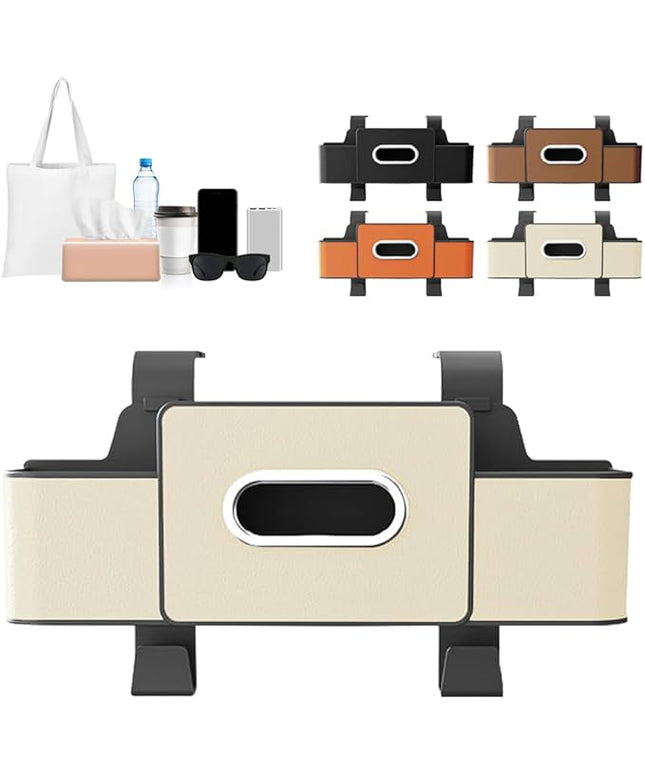 3-in-1 Car Backseat Organizer with Cup Holder, Tissue Box, Trash Bin & Hooks, 2026 Multifunctional Back Seat Car Organizer for Phones, Snacks, Drinks, and Handbags (white)