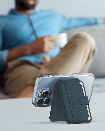 Sinjimoru Pull & Eject Magnetic Wallet for iPhone, 3-Card Holder with Adjustable Stand, Compatible with MagSafe, Lavender