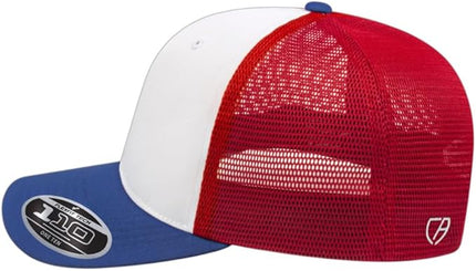 Cap America i8502 Flexfit 110 Premium Mid Profile 6-Panel Mesh Back Trucker Cap Hat w/UV Guard & Adjustable Snapback