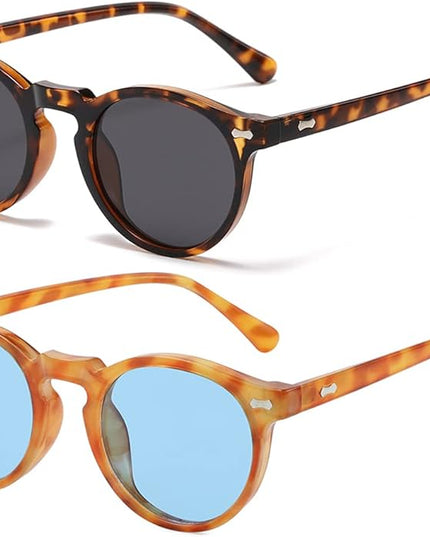 Gleyemor Vintage Polarized Sunglasses for Men Round Sunglasses UV400 Protection Retro Hand-crafted Acetate Frame