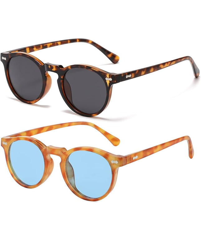 Gleyemor Vintage Polarized Sunglasses for Men Round Sunglasses UV400 Protection Retro Hand-crafted Acetate Frame