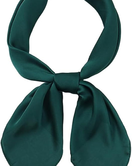 CHUNG Women's Square Satin Scarf 27.5" Bandanas Solid 50s Retro Neck Scarves Emulation Silk Handbag Hair Ribbons Necktie