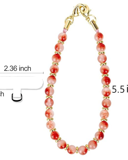 Marble Beaded Phone Wrist Strap, Cellphone Lanyard with Tether Tab, Hands-Free Wristlet Bracelet