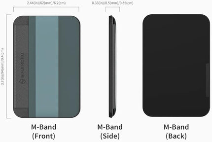 Sinjimoru Soft Wool Band Grip Phone Wallet for MagSafe, Magnetic Phone Card Holder for Back of Cell Phone Case with Hand Finger Holder Compatible with iPhone 14 13 12 Series. M-Band Blue Grey