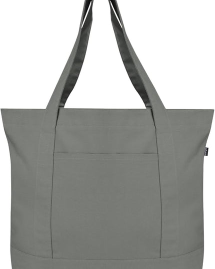 Eco Right Canvas Tote Bag for Women with Zip & Inner Pocket, 100% Organic Cotton Tote Bags for Men, Shopping, Beach