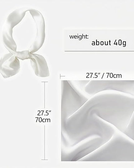 CHUNG Women's Square Satin Scarf 27.5" Bandanas Solid 50s Retro Neck Scarves Emulation Silk Handbag Hair Ribbons Necktie