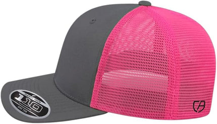 Cap America i8502 Flexfit 110 Premium Mid Profile 6-Panel Mesh Back Trucker Cap Hat w/UV Guard & Adjustable Snapback