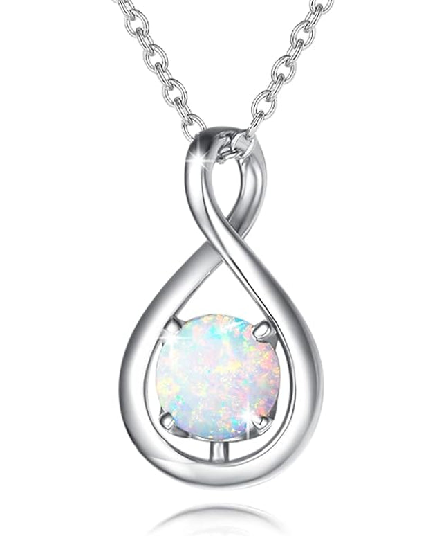 FANCIME Birthstone Necklaces for Women Fine Jewelry Sterling Silver Dainty Infinity Pendant Anniversary Birthday Christmas Gifts for Her Wife Mom Lady Daughter, Chain 16"+2" Extend