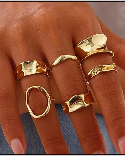 Chunky Rings for Women Adjustable Thick Rings Set Trendy Statement Stackable Ring for Women Chunky Jewlery Irregular Dome Flower Finger Knkuckle Thumb Ring