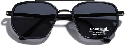 Polarized TR90 Sunglasses Vintage Square Flattop Sun Glasses Double Bridge Metal UV400 Eyewears