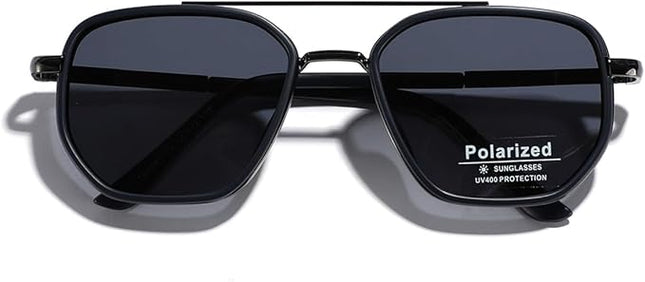 Polarized TR90 Sunglasses Vintage Square Flattop Sun Glasses Double Bridge Metal UV400 Eyewears