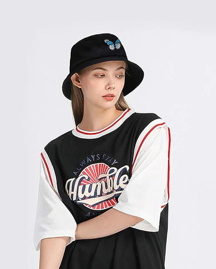 XYIYI Fashion Embroidery Bucket Hat Cotton Beach Fisherman Hats for Women Girls