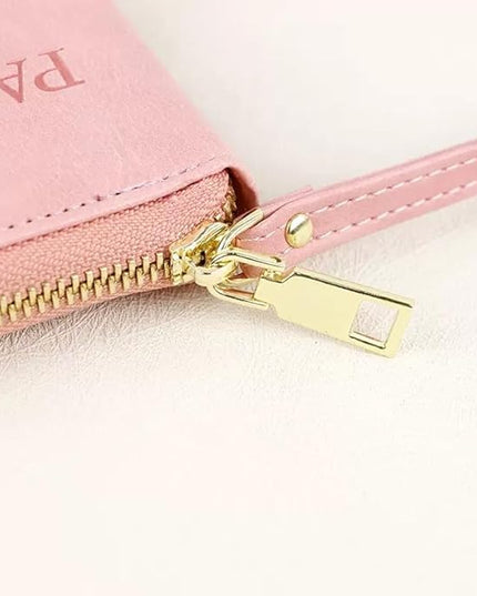 Multi-Functional RFID Passport Wallet,Travel Wallet for Men & Women,With zipper, anti-theft passport holder，Slim Leather Cover for Credit Cards, Tickets, Cash (Pink)