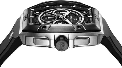 Paras Crown Watches for Men Tonneau 5ATM Waterproof Quartz Luxury Chronograph Analog Men's Wrist Watches Stainless Steel Case Mens Watches