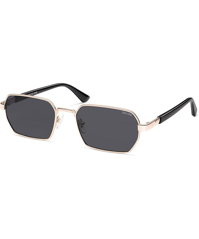 SOJOS Retro Rectangle Polarized 90s Sunglasses for Women Men,Trendy Narrow Hexagon Square Shades SJ1270