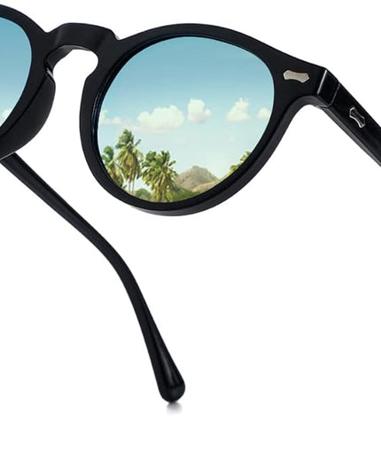 Gleyemor Vintage Polarized Sunglasses for Men Round Sunglasses UV400 Protection Retro Hand-crafted Acetate Frame