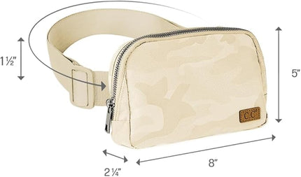 C.C Belt Bag for Women – Quilted Fanny Pack Crossbody Waist Bag with Adjustable Strap, Fashion Gift Idea (Camo beige)