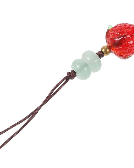 Beaded Strawberry Phone Charm Lanyard Cute Cellphone Chain Strap for Smartphones Cameras Key Fobs Wrist Hanging Accessory Easy to Install