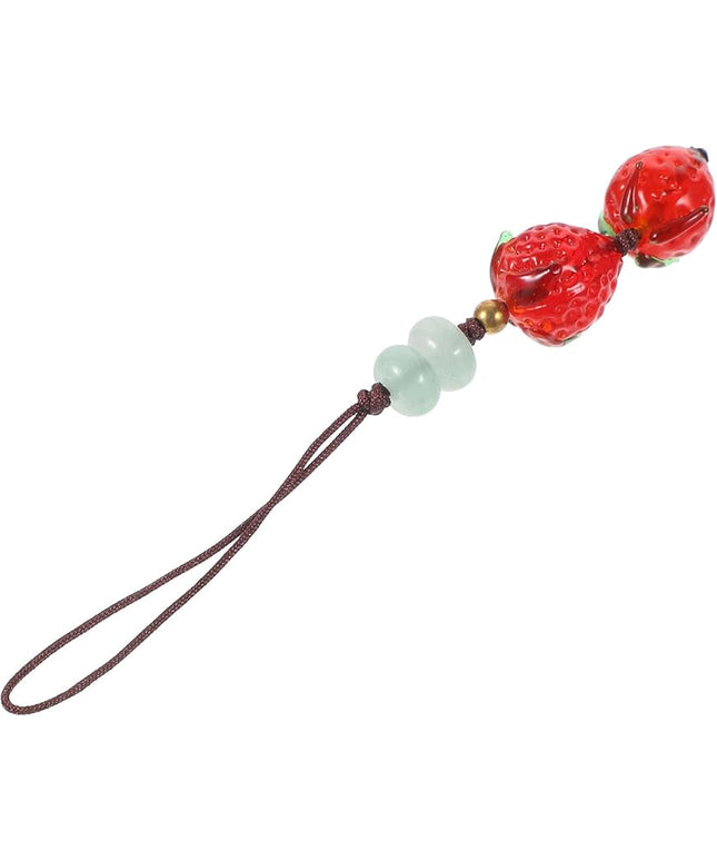 Beaded Strawberry Phone Charm Lanyard Cute Cellphone Chain Strap for Smartphones Cameras Key Fobs Wrist Hanging Accessory Easy to Install