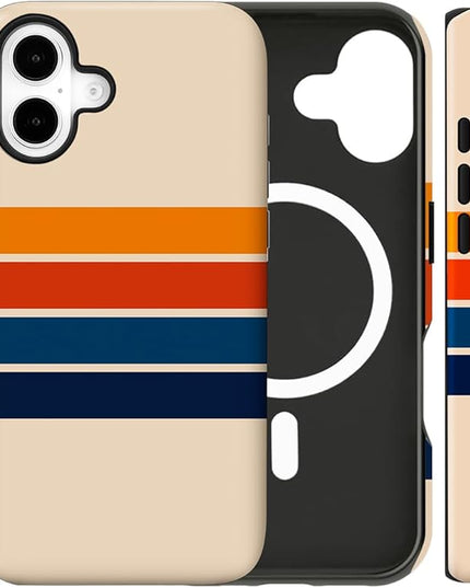 Magnetic for iPhone 17 Case Cute Stripes Phone Case, Shockproof Slim TPU and Hard PC Protective Phone Cover Compatible with MagSafe Designed for Women Girls,