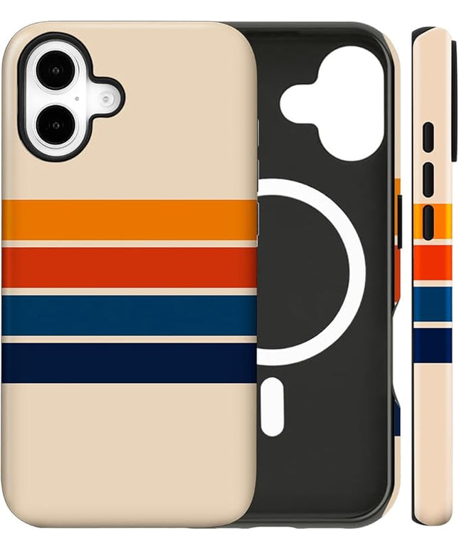 Magnetic for iPhone 17 Case Cute Stripes Phone Case, Shockproof Slim TPU and Hard PC Protective Phone Cover Compatible with MagSafe Designed for Women Girls,