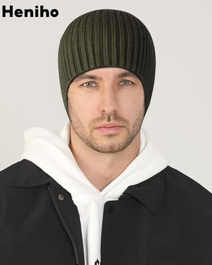 Heniho Winter Wool Beanies for Men Women, Warm Plain Toboggan Hats Ski Running Knit Skull Cap