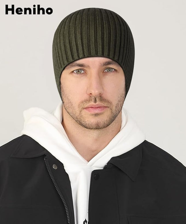 Heniho Winter Wool Beanies for Men Women, Warm Plain Toboggan Hats Ski Running Knit Skull Cap
