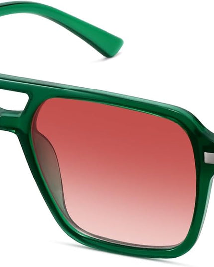 Retro Aviator Sunglasses for Women Men Trendy Classic Square 70s 80s 90s Vintage Shades Double Bridge Aviators FZN813