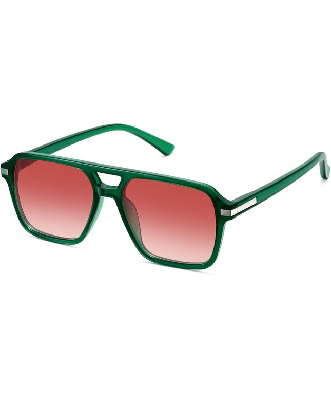 Retro Aviator Sunglasses for Women Men Trendy Classic Square 70s 80s 90s Vintage Shades Double Bridge Aviators FZN813