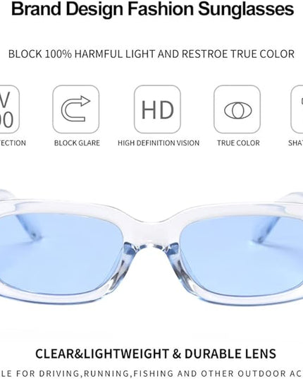 Dollger Rectangle Sunglasses for Women Men Trendy Retro Fashion Sunglasses UV 400 Protection Square Fram